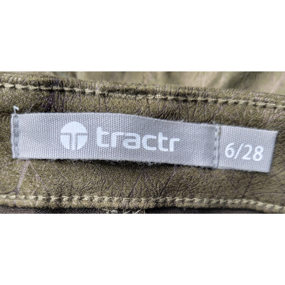 Tractr Pants Womens 6 Green Metallic Core Skinny Mid Rise Stretch Glam Rock Bold - Picture 3 of 16